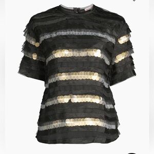 NWT Frances Valentine Lainie Sequined Stripe Top - Size L